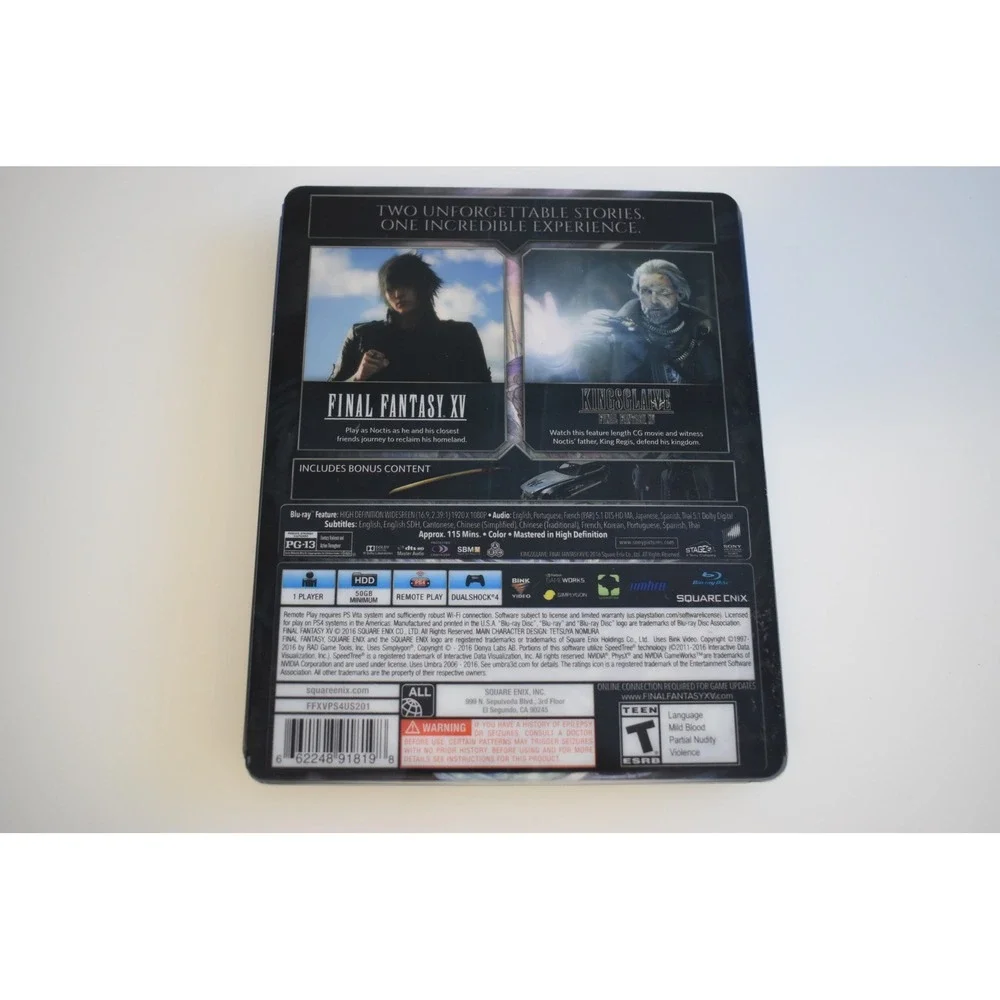 Final Fantasy XV Deluxe Edition PlayStation 4 PS4 Steelbook Complete in Box